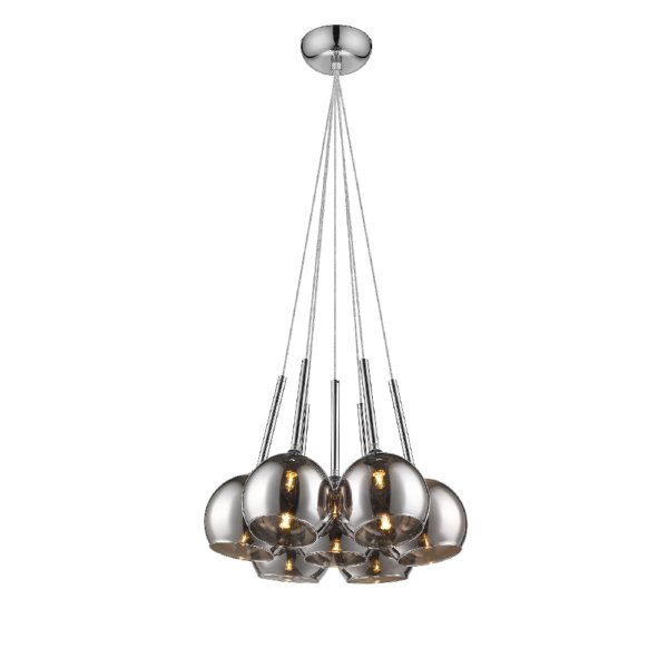 Plumstead 7 Light Glass Shade Pendant Light In Chrome