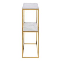 Allen White Marble Effect Glass Console Table With Gold Frame