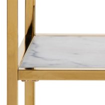 Allen White Marble Effect Glass Console Table With Gold Frame