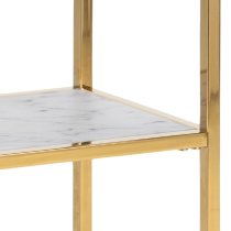 Allen White Marble Effect Glass Console Table With Gold Frame