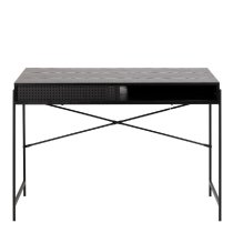 Angus Wooden Laptop Desk With Sliding Door In Black