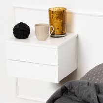 Antigo Wall Hung Wooden Bedside Cabinet With 2 Drawers In White