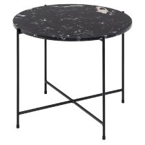 Berlin Marble Side Table Large With Metal Legs In Black