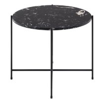 Berlin Marble Side Table Large With Metal Legs In Black