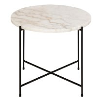 Berlin Marble Side Table Large With Metal Legs In White