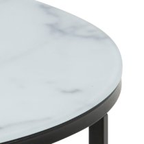 Allen White Marble Glass Coffee Table With Black Metal Frame