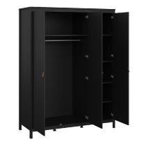 Butler Wooden Bedroom Set With 3 Doors Wardrobe In Black