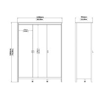 Butler Wooden Bedroom Set With 3 Doors Wardrobe In Black