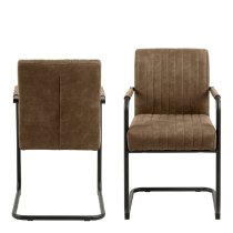 Alpine Light Brown Fabric Dining Chairs With Metal Frame In Pair