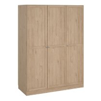 Burbank Wooden Wardrobe With 3 Doors In Hickory Oak