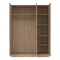 Burbank Wooden Wardrobe With 3 Doors In Hickory Oak