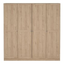 Burbank Wooden Wardrobe With 4 Doors In Hickory Oak