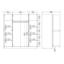 Burbank Wooden Wardrobe With 4 Doors In Hickory Oak