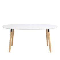 Bergen Wooden Dining Table Oval With Matt Oak Legs In White