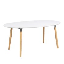 Bergen Wooden Dining Table Oval With Matt Oak Legs In White