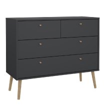 Casey Wooden Chest Of 4 Drawers In Dark Grey