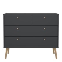 Casey Wooden Chest Of 4 Drawers In Dark Grey