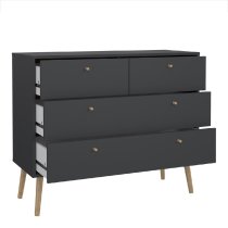 Casey Wooden Chest Of 4 Drawers In Dark Grey