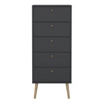 Casey Wooden Chest Of 5 Drawers In Dark Grey