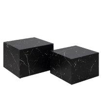 Dania Wooden Set Of 2 Coffee Table Square In Black Marble Effect