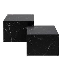 Dania Wooden Set Of 2 Coffee Table Square In Black Marble Effect