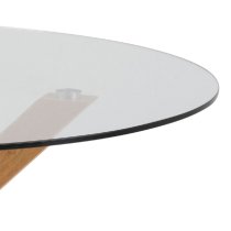 Haines Glass Dining Table Round With Oak Legs In Clear