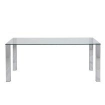 Keene Glass Dining Table With Chrome Legs In Clear