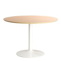 Ionia Wooden Dining Table Round In Oak And White