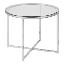 Canton Clear Glass Side Table Round With Chrome Steel Base