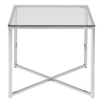 Canton Clear Glass Side Table Square With Chrome Steel Base