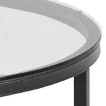 Canton Smoked Glass Side Table Round With Black Steel Base