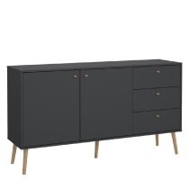 Casey Wooden Sideboard With 2 Doors 3 Drawers In Dark Grey