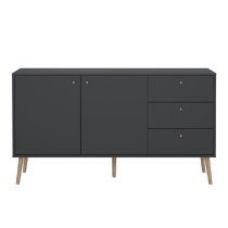 Casey Wooden Sideboard With 2 Doors 3 Drawers In Dark Grey