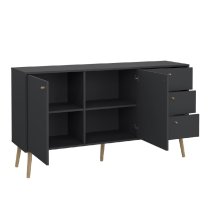 Casey Wooden Sideboard With 2 Doors 3 Drawers In Dark Grey