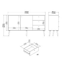 Casey Wooden Sideboard With 2 Doors 3 Drawers In Dark Grey