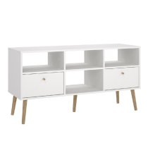 Casey Wooden TV Stand With 2 Drawers In White