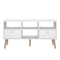 Casey Wooden TV Stand With 2 Drawers In White