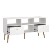 Casey Wooden TV Stand With 2 Drawers In White