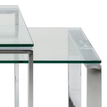 Keene Clear Glass Nesting Coffee Table With Chrome Metal Frame