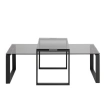 Keene Smoked Glass Nesting Coffee Table With Black Metal Frame