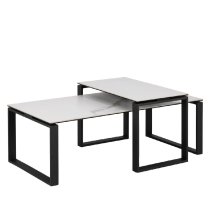 Keene White Ceramic Nesting Coffee Tables With Metal Frame