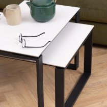 Keene White Ceramic Nesting Coffee Tables With Metal Frame