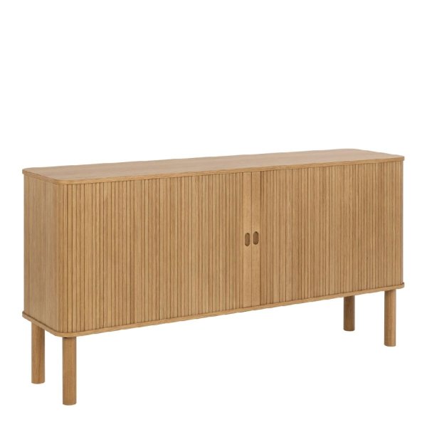 Lampe Wooden Storage Cabinet Wide With Sliding Doors In Oak