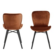 Bangor Copper Fabric Dining Chairs With Black Legs In Pair