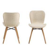 Bangor Cream Fabric Dining Chairs With Oak Legs In Pair