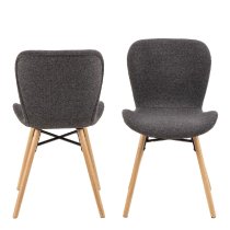 Bangor Dark Grey Fabric Dining Chairs With Oak Legs In Pair