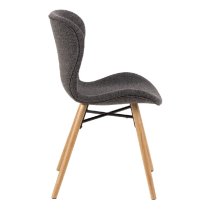 Bangor Dark Grey Fabric Dining Chairs With Oak Legs In Pair