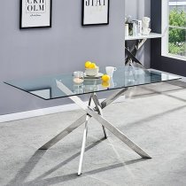 Daytona Small Glass Dining Table With 4 Petra Grey Chairs