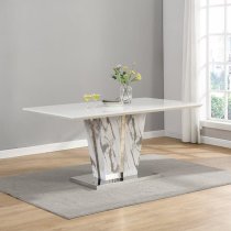 Memphis Large Filo Effect Dining Table 6 Ravenna Grey Chairs