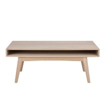 Manila Wooden Coffee Table With Open Shelf In White Oak